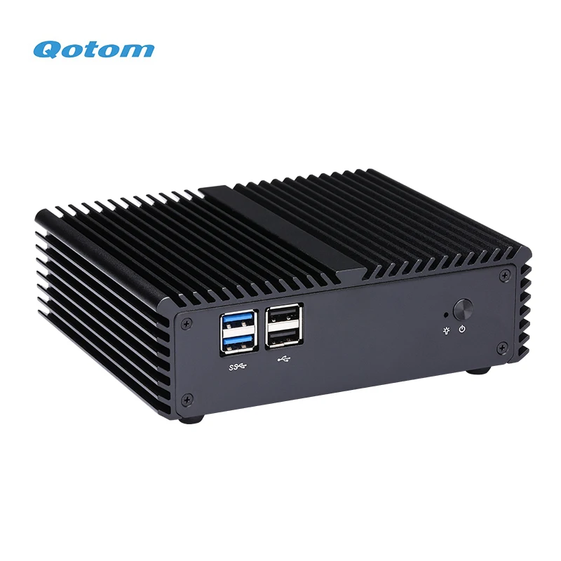 Qotom Mini PC Serie Q30400S Design senza ventola Processore Intel Celeron Core i3 i5 RAM DDR3 integrata mSATA SSD con doppia LAN 24 ore su 24, 7 giorni su 7