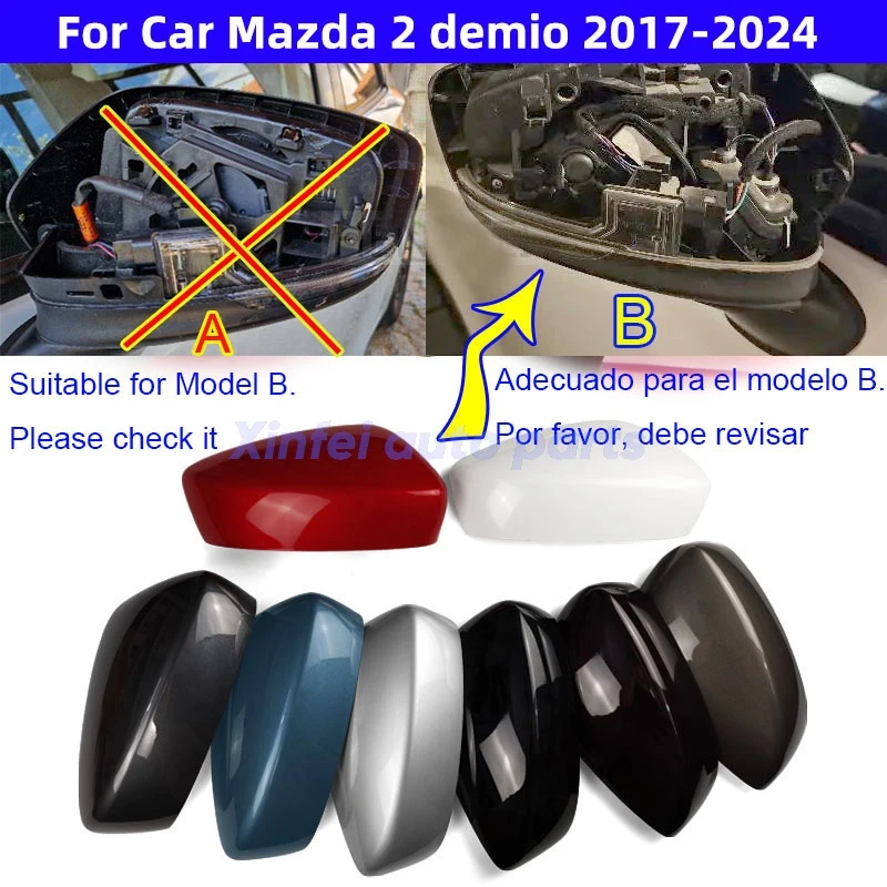 

Accessories For Car Mazda 2 demio 2017-2024 Rearview Mirror Cover Shell Lid Case
