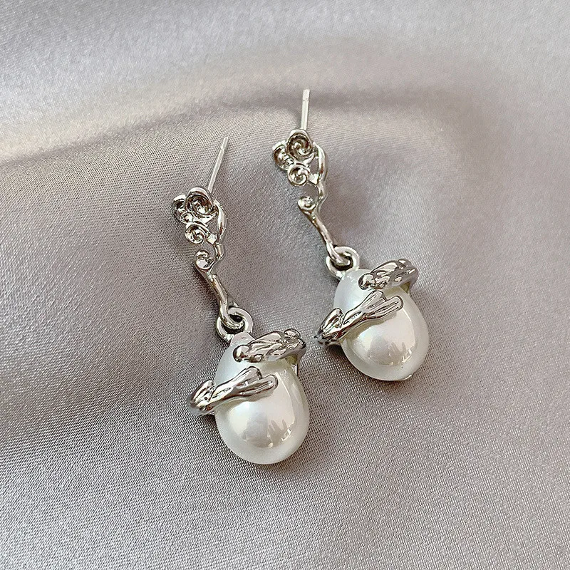 Silver Color Irregular Baroque Pearl Dangle Earrings for Women Luxury Fashion Lady Wedding Engagement Party Y2K Jewelry Gifts