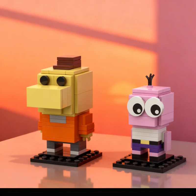 

Набор строительных блоков MOC Smiling Friends Brickheadz Пим и Чарли, 135 деталей, модель для сборки, рождественский подарок, развивающая игрушка для детей