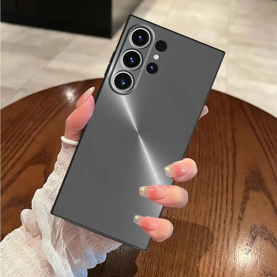 نحى الملمس المعدني الصلب طباعة الأسود لينة غطاء الهاتف حقيبة لهاتف سامسونج غالاكسي S23 الترا S25 حافة S21 FE S24 زائد S20 #2