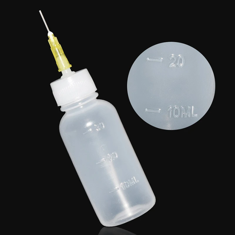 5pcs 30/50/100ml Transparent Empty Plastic Needle Dispensing Bottle For Rosin Solder Flux Paste With 5 Needles Tools Accessories