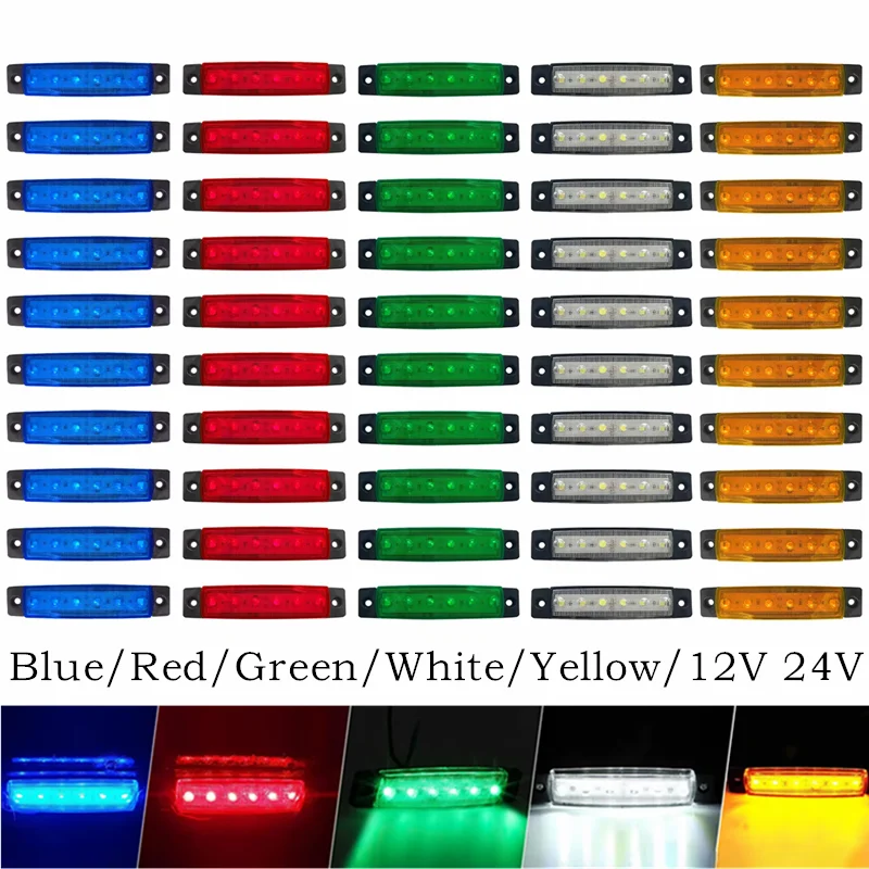 

10 шт., 12 В, 24 В, светодиодные боковые габаритные индикаторы, лампа для грузовика, автофургона, сигнальные огни поворота, прицеп, грузовик, передние и задние боковые фонари