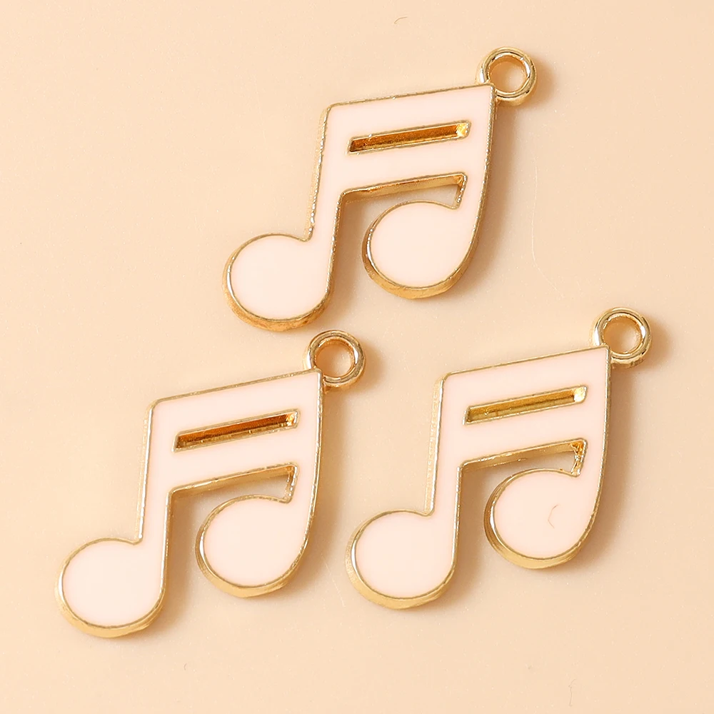 Leslie 20 Stück Emaille-Anhänger, 15 x 21 mm, niedliche Musiknoten-Anhänger für die Schmuckherstellung, Ohrringe, Armbänder, Halsketten, DIY-Handwerk – Detail 4
