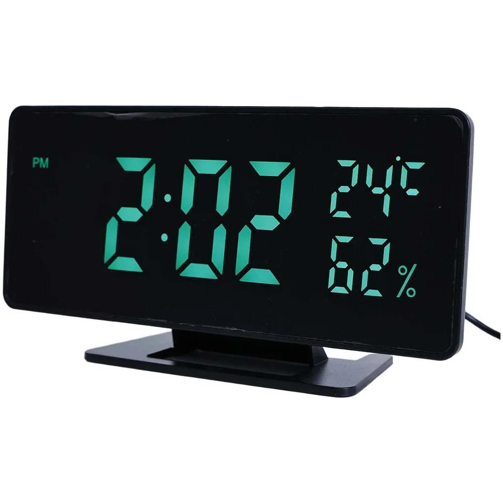 LED Digital Alarm Clock with Temperature Humidity Display Triple Alarm Snooze 12 24 Hour Format Type C Power Supply