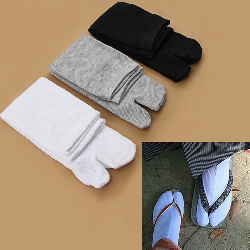 Japanse Katoenen Twee Vinger Sokken Voor Mannen Vrouwen Unisex Kimono Flip Flop Split Teen Tabi Sokken Comfortabele Ademende Lange Sokken