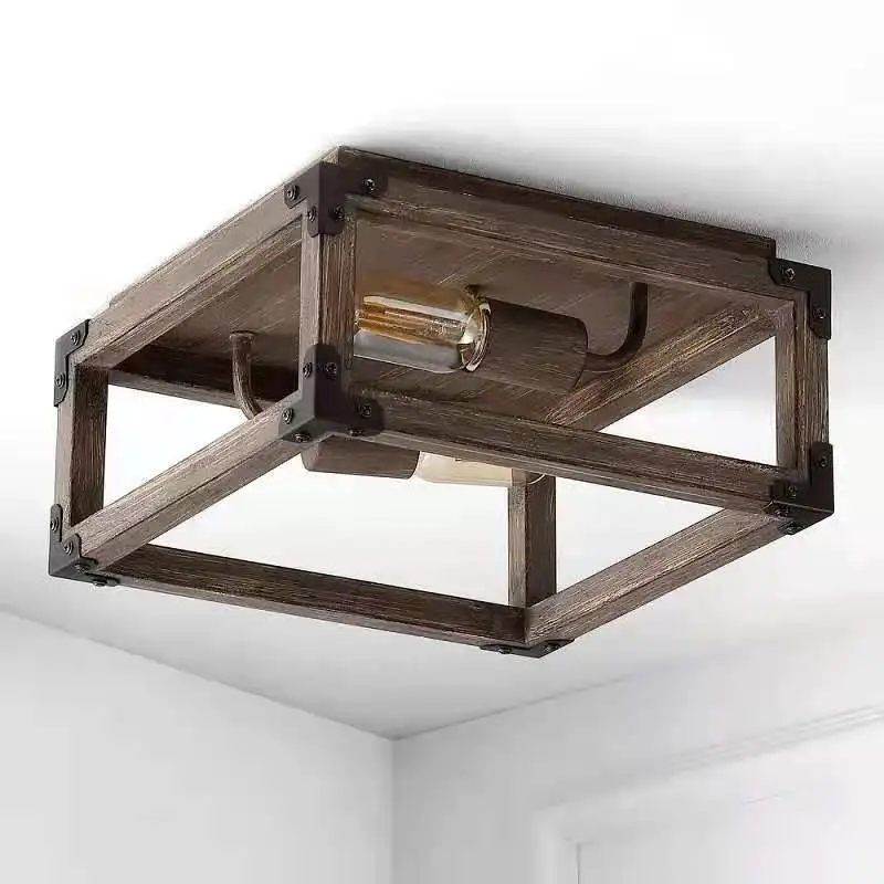special supply for American rural simple solid wood square ceiling lights, living room, dining room