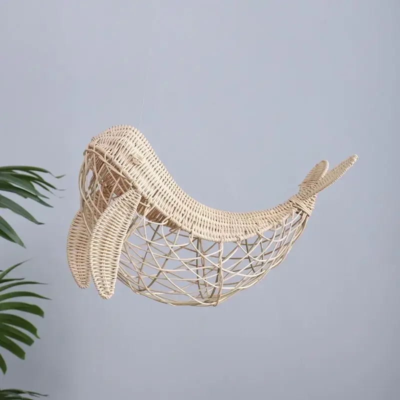 

Handmade rattan whale aerial pendant pendant Children's rooms, homestays, hanging creative decorative artworks