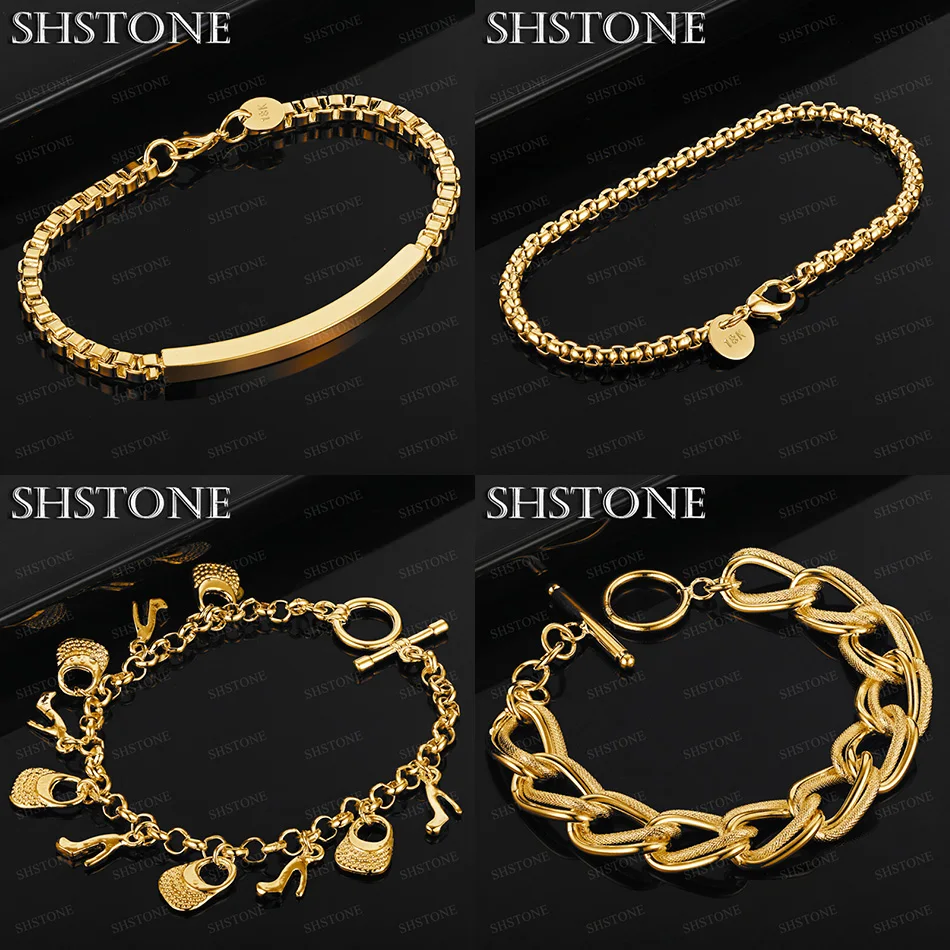 Hot 18k Gold Shoe/Bag Side Chain Circular Box Chain Geometric Bracelet Women Engagement Party Trendy Fine Nice Jewelry Gifts