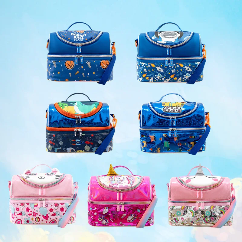 

New Cartoon Insulated Lunch Bag for School Kids, Cute Crossbody Lunch Box Tote with Handle for Boys & Girls
