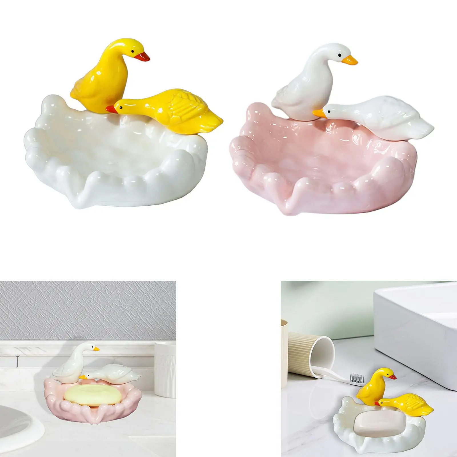 Cute Duck Soap Dish Easy Cleaning Soap Container Soap Box Soap Saver Ceramic