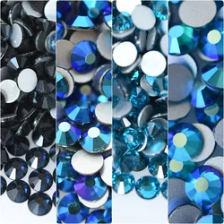 Montana Blue Zircon 1440PCS SS16 SS20 Glass FlatBack Rhinestones Nail Art Decorations Glitter Diamond Part DIY Supplies Crystal