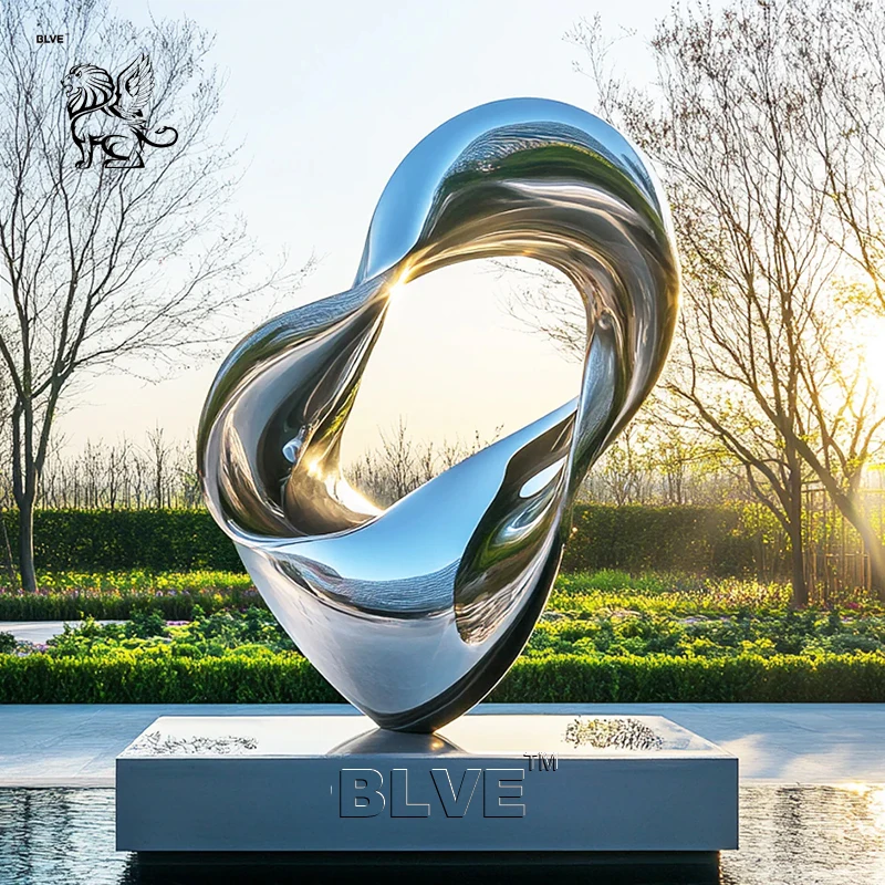 

BLVE Outdoor Park Decoration Modern Pop Abstract Metal Art Mirror Polished Stainless Steel Sculpture
