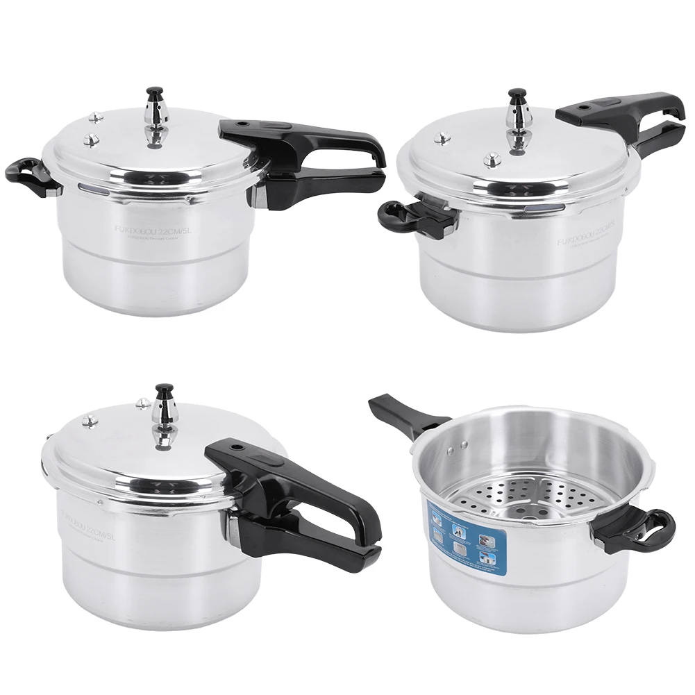 

Aluminum Pressure Cooker with Steaming Plate Aluminum Alloy Pressure Cooker Small Pressure Cooker for Gas & Induction Stove