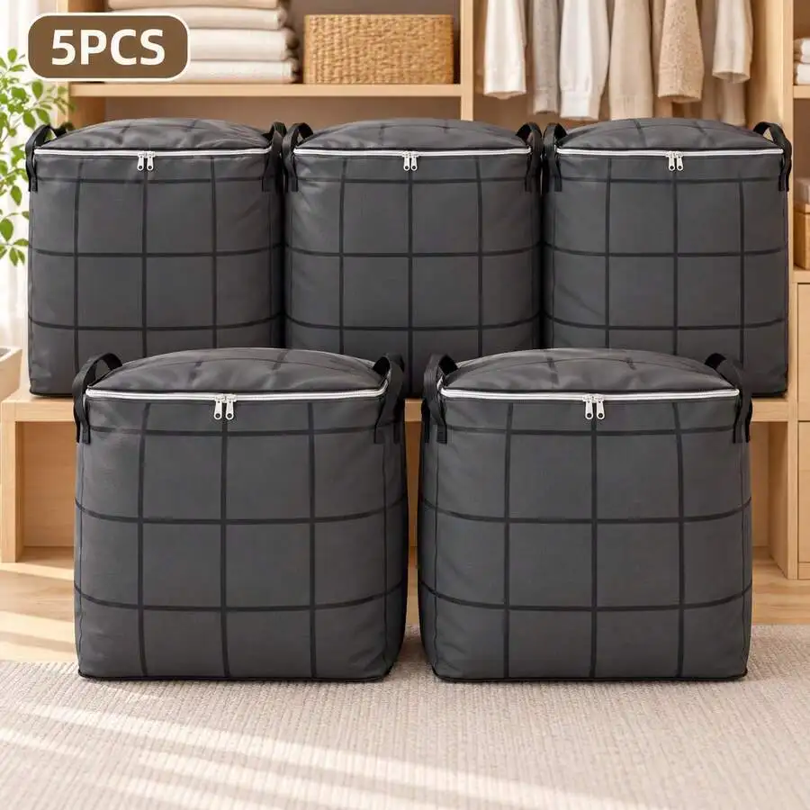 FAEBYNYX 5pcs Large Windowpane Vertical Moving Storage Bag. Three Sizes Are Available, Large Capacity. Thickened Fabric, Strong