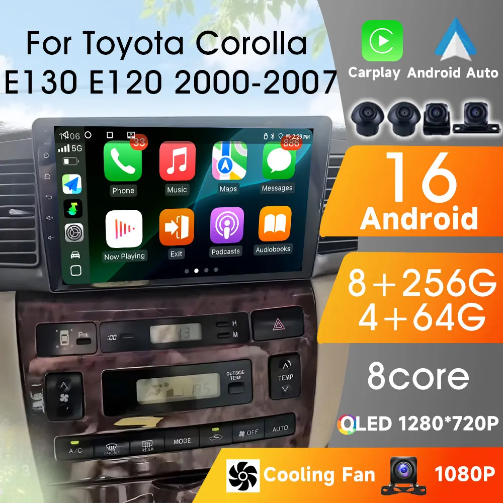 

Car Play Android Auto Wireless For Toyota Corolla E130 E120 2000-2007 Autoradio Car Radio Android 16 Player Multimedia Video 4G