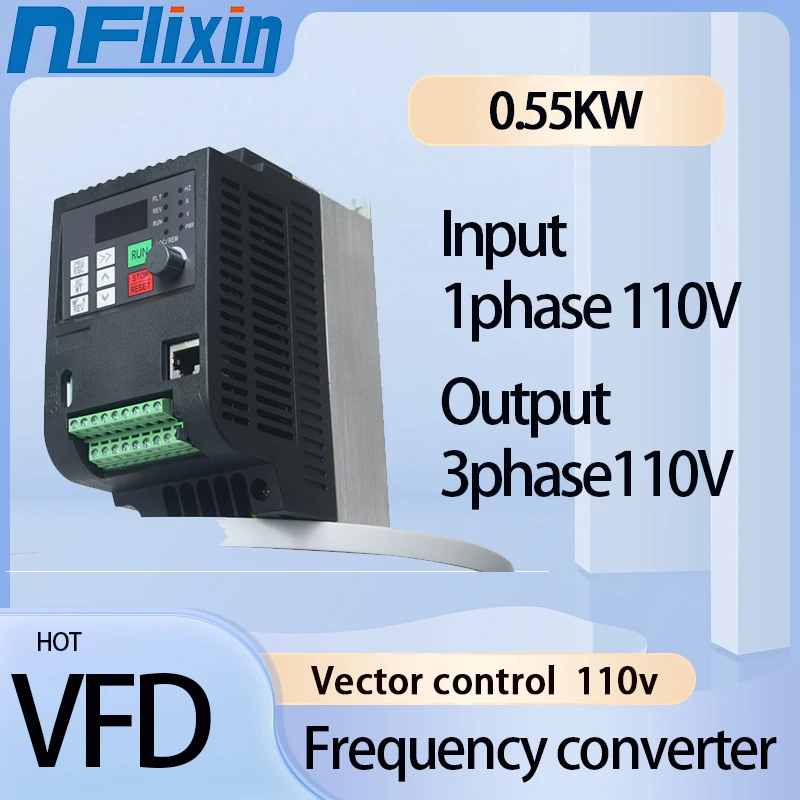 Economical Mini VFD 0.55kw Variable Frequency Drive Converter Single Phase 110v 220v for Motor Speed Control Inverter