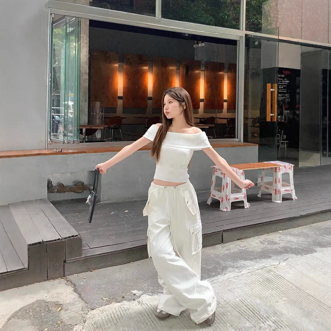 

Футболка с открытыми плечами в стиле гранж, женская зимняя теплая обычная структура, субкультура для ночного клуба, вечеринки, клуба, многослойная ребристая лоскутная футболка GF