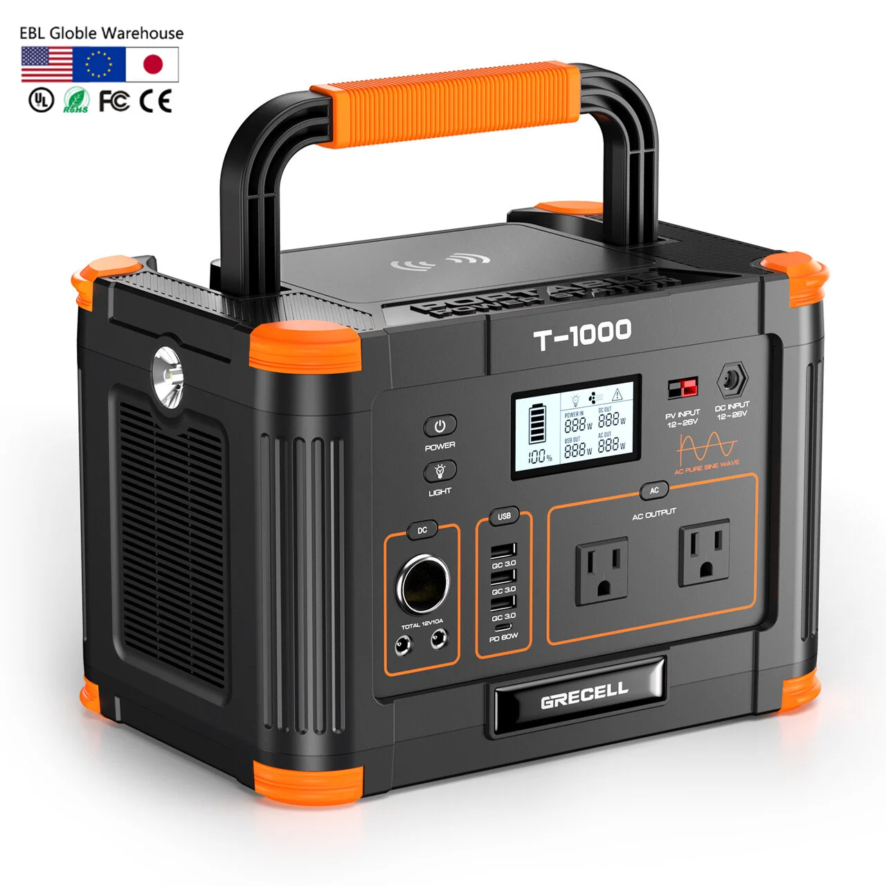 Portable Station Power Bank 1000W Lithium Battery With AC DC Type C PD Solar Generator For Home Camping Power Station