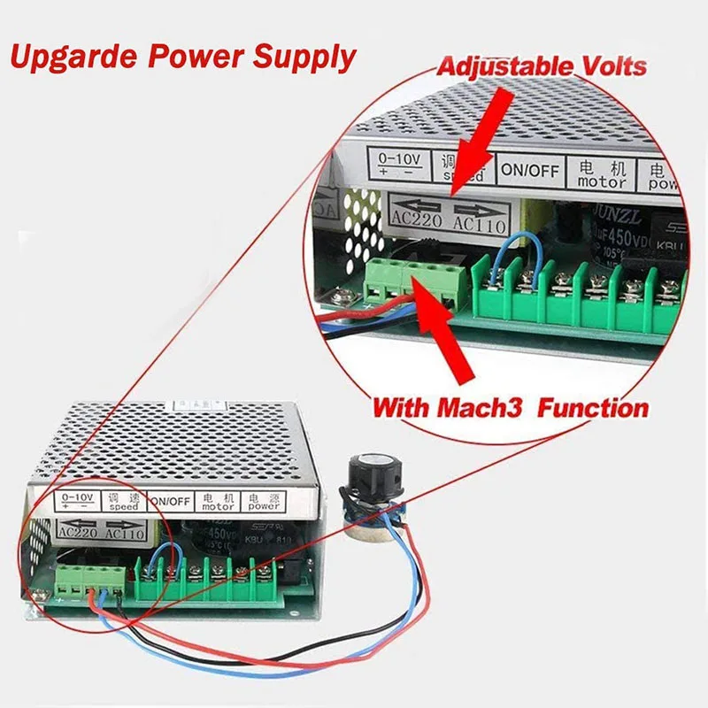 500w Air cooled spindle Motor +13pcs ER11 chuck + 52mm clamps + Power Supply speed governo