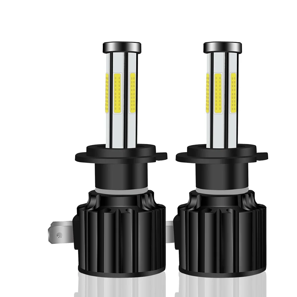 IP65 Aluminum 6-side 360° Car LED Headlights COB Light Source 6500K Straight Insert Near And Far Headlamps 50W 12000LM