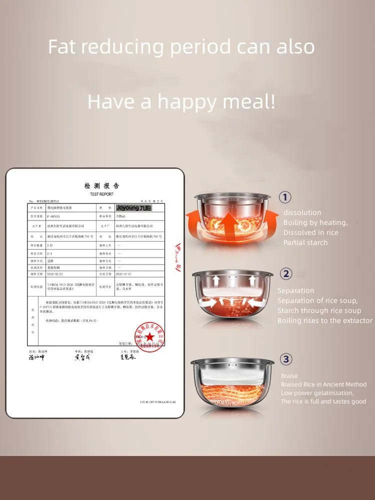 Рисоварка Joyang с низким содержанием сахара, рисоварка с покрытием 0 для дома, многофункциональная 4 л, внутренняя гальма из нержавеющей стали, назначение 40N3