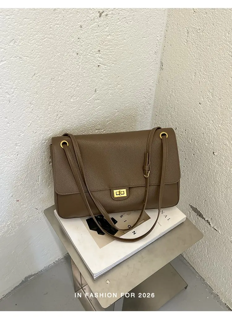 Bolso tipo cubo para mujer, diseño vertical de un solo asa, tapa abatible ancha, diseño sencillo y elegante, adecuado para adultos de 20 a 60 años.