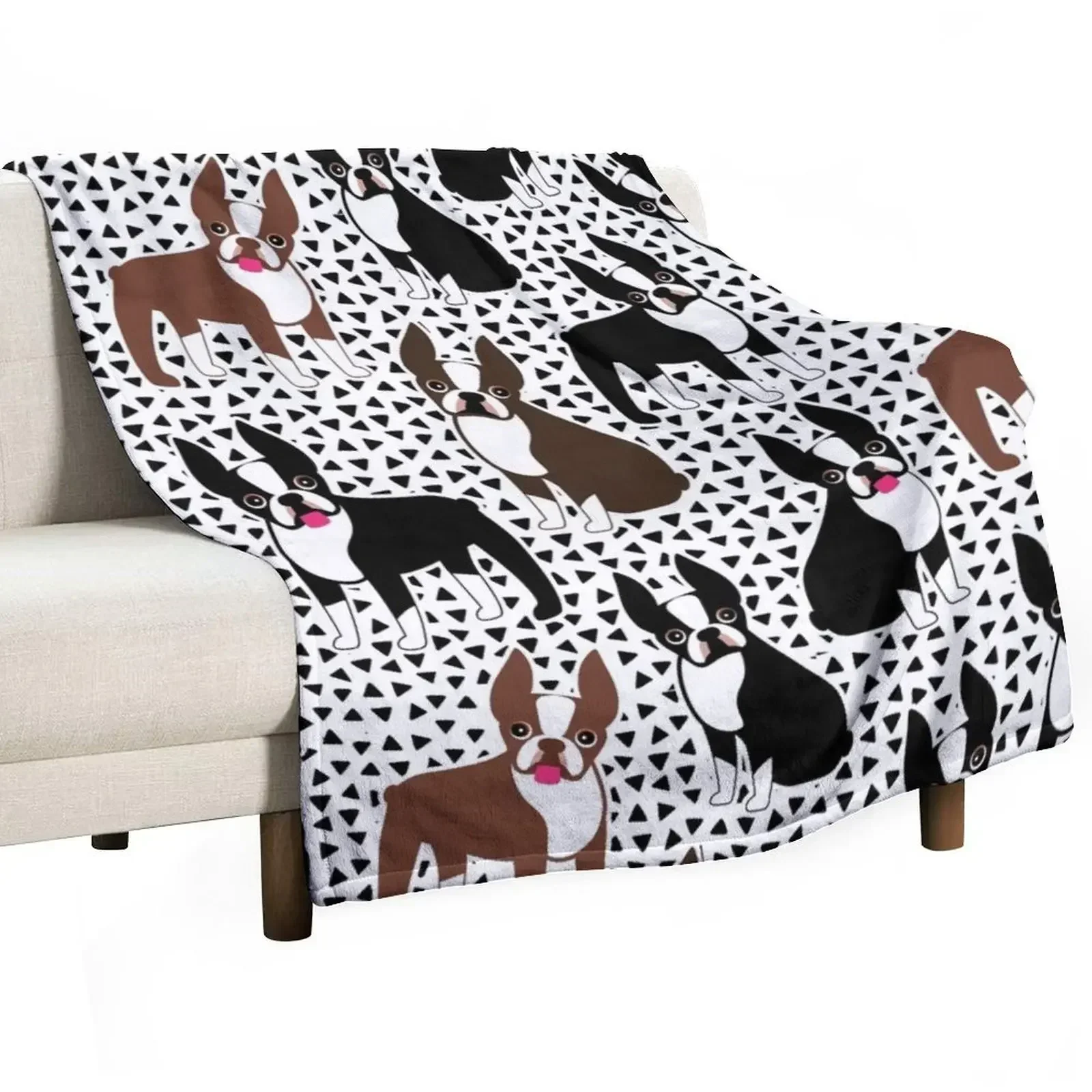 

Boston Terriers Mid-Century Modern Throw Blanket Sofa Quilt Stuffeds Hair Bed Blankets