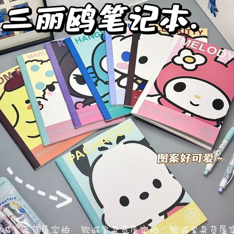 

Sanrio Hello Kitty Melody Kuromi Anime Cartoon Action Figure B5 Notebook Student Learning Office Supplies Notebook Children Gift