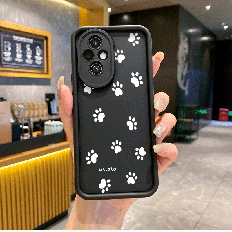 Lovely Line Cat Dog Phone Case for Honor Huawei 200 90 Lite P20 P30 P40 8 X9 Mate 20 30 Pro Nova 10 SE Soft Cover Couple Fundas