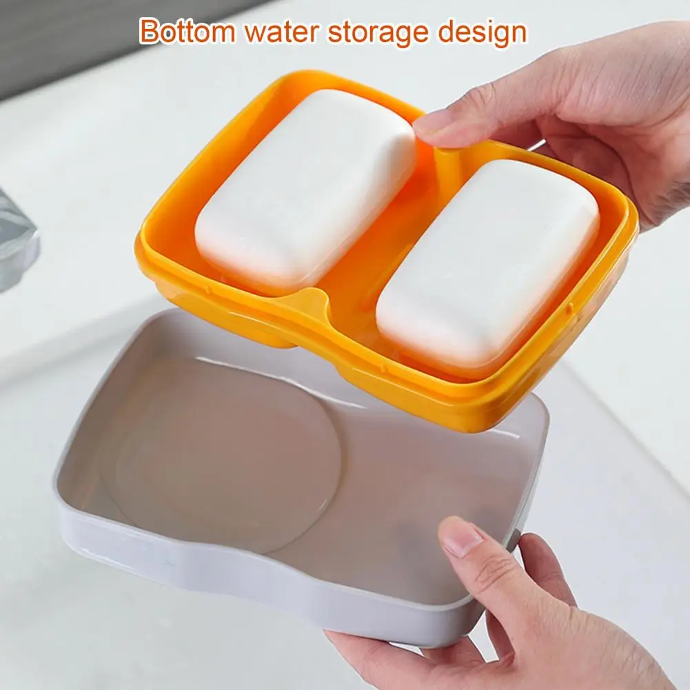 Soap Dish with Transparent Lid Modern Dual Compartment Soap Dish with Dust-proof Lid Quick Drain Design for Kitchen for Shampoo