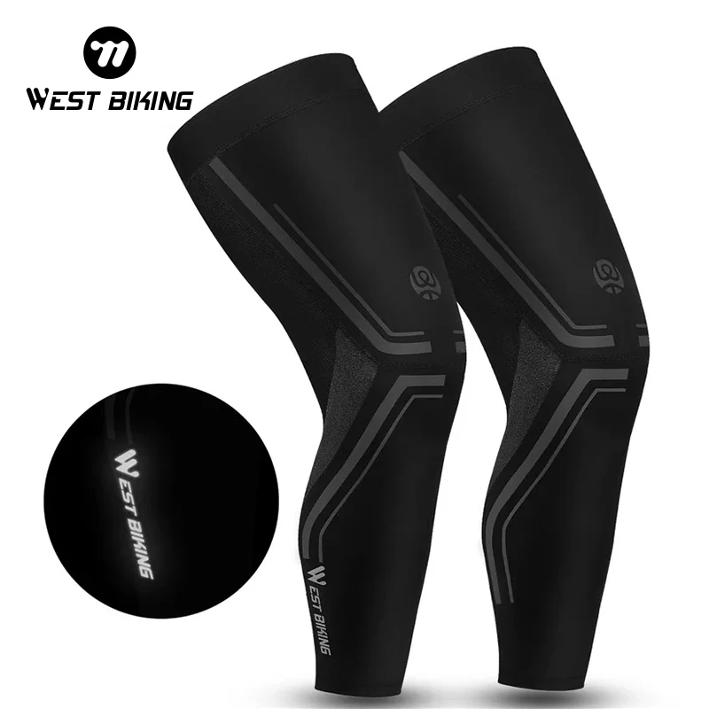 

WEST BIKIBNG 1Pair Ice Silk UV Sun Protection Leg Sleeves Reflective High Elastic Leg Cover Basketball Soccer Cycling Sleeves