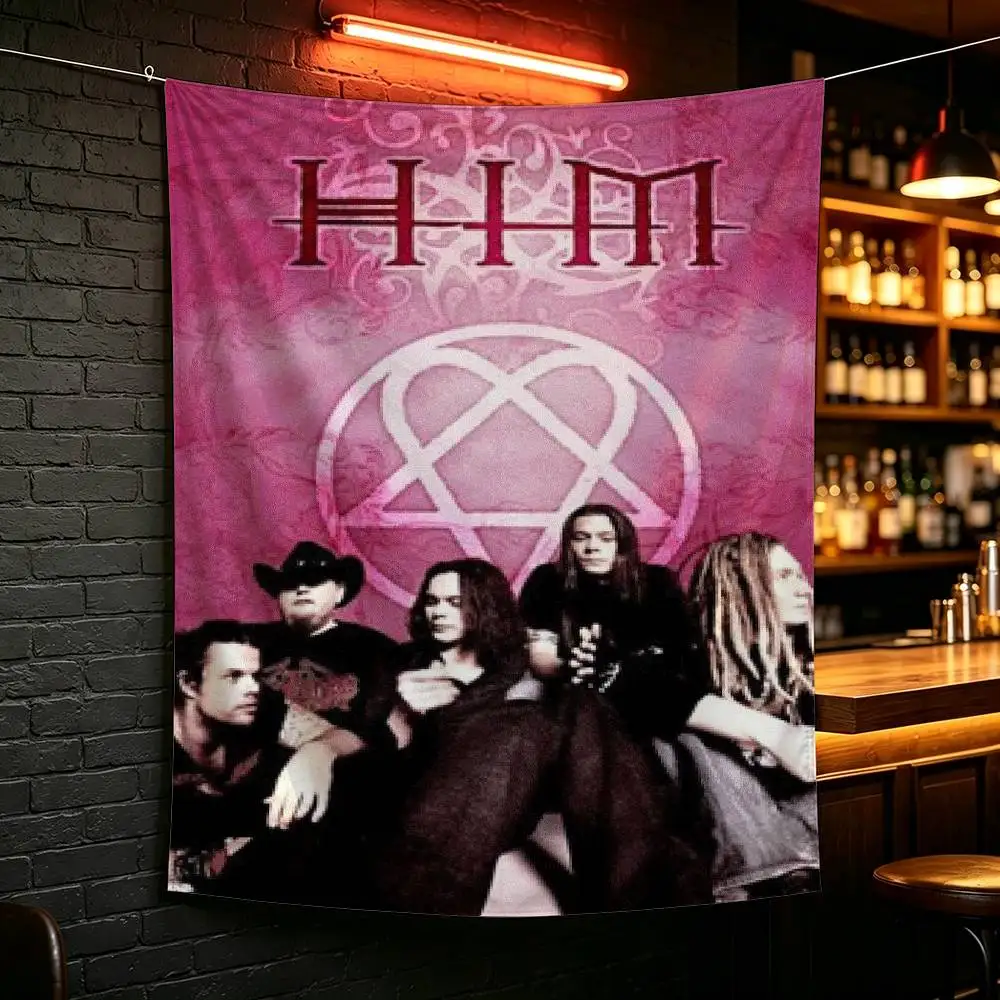 H-HIM Ville Valo Gothic R-Rock Heartagram flag For Camping Party Picnic Studio Booth Background Wall Interior Decoration Banner