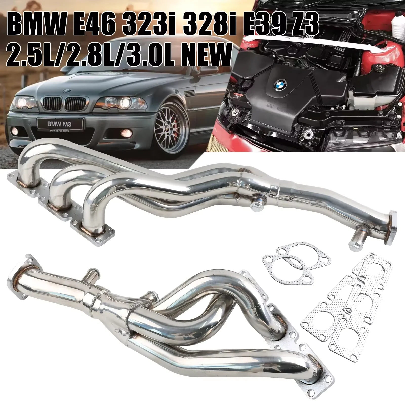 Stainless Steel Exhaust Manifold Header For Stainless Manifold Header for BMW E46 323i 328i E39 Z3 2.5L/2.8L/3.0L NEW Engine