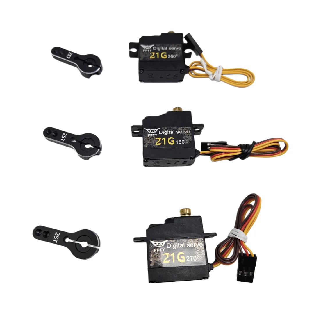 เซอร์โวมอเตอร์ดิจิตอล FTTY 21g 21G 180 องศา ° /270 ° /360 °   แขนโลหะ 25T สำหรับรถบังคับวิทยุ โดรน หุ่นยนต์ DIY