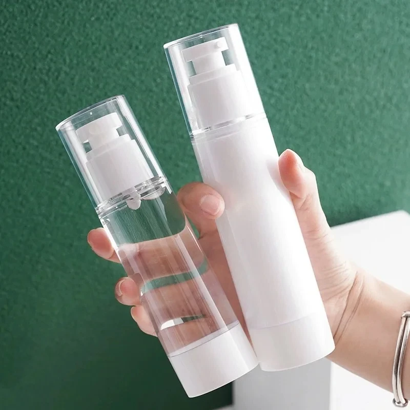 15/30/50ml Travel Transparent Vacuum Airless Pump Spray Lotion Bottle Empty Refillable Cosmetic Lotion Cream Container