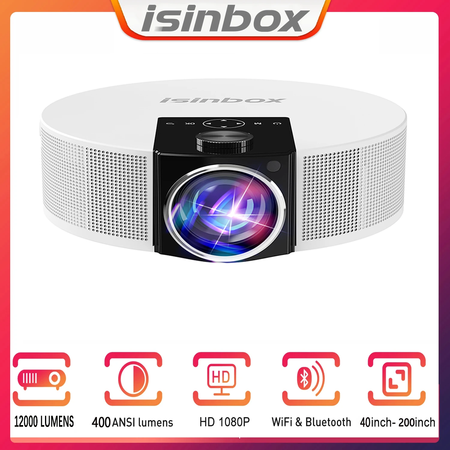 Proiettore ISINBOX Q10 1080P nativo Android 9.0 5G WIFI proiettore Full HD per Video 4K LED 12000 lumen proiettori Home Cinema