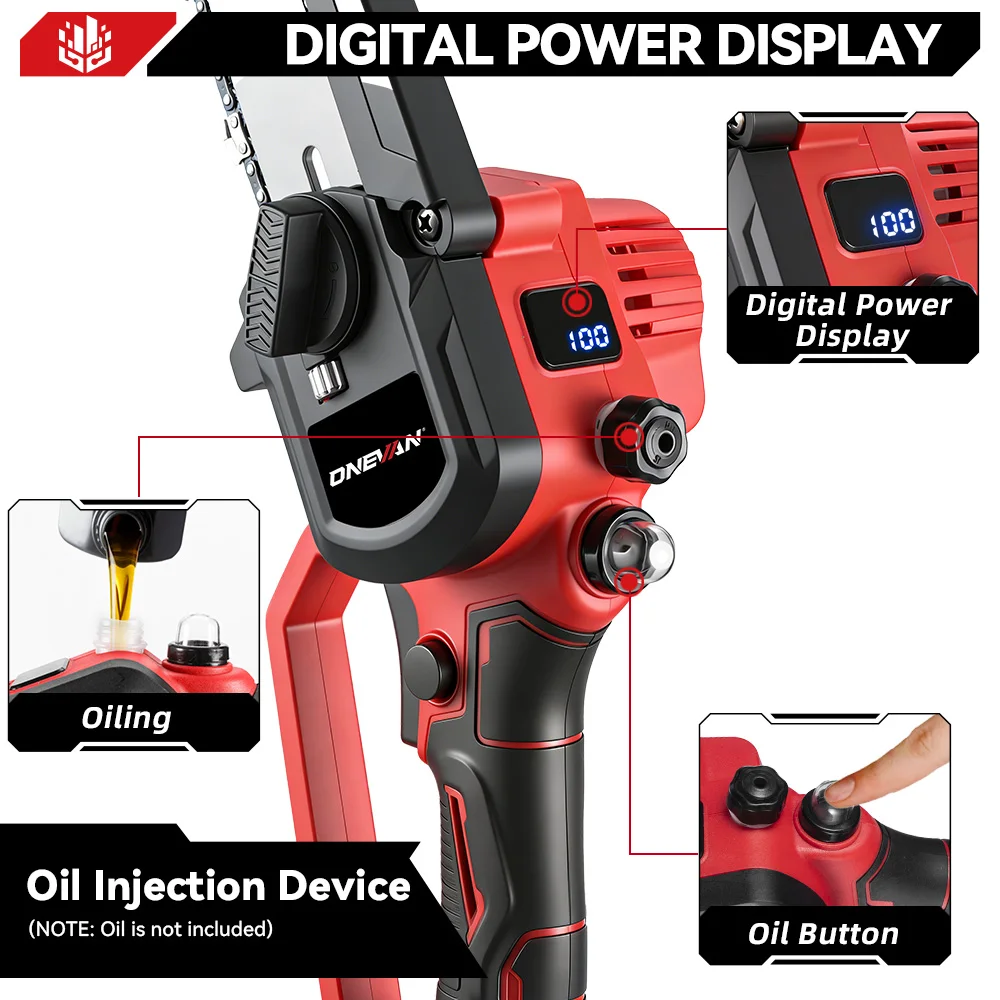 ONEVAN 4500W 8-Zoll Bürstenlose Elektrische Kettensäge Kabellose Handgeführte Baumschneide- und Schneidemaschine für Makita 18V Akku – Detail 7