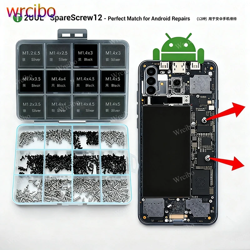 

2UUL SC12 1200 + PCS запасной винт 12 типов M1.2-M1.4 винт для ремонта телефона для Samsung Huawei Xiaomi Android Обслуживание мобильного телефона