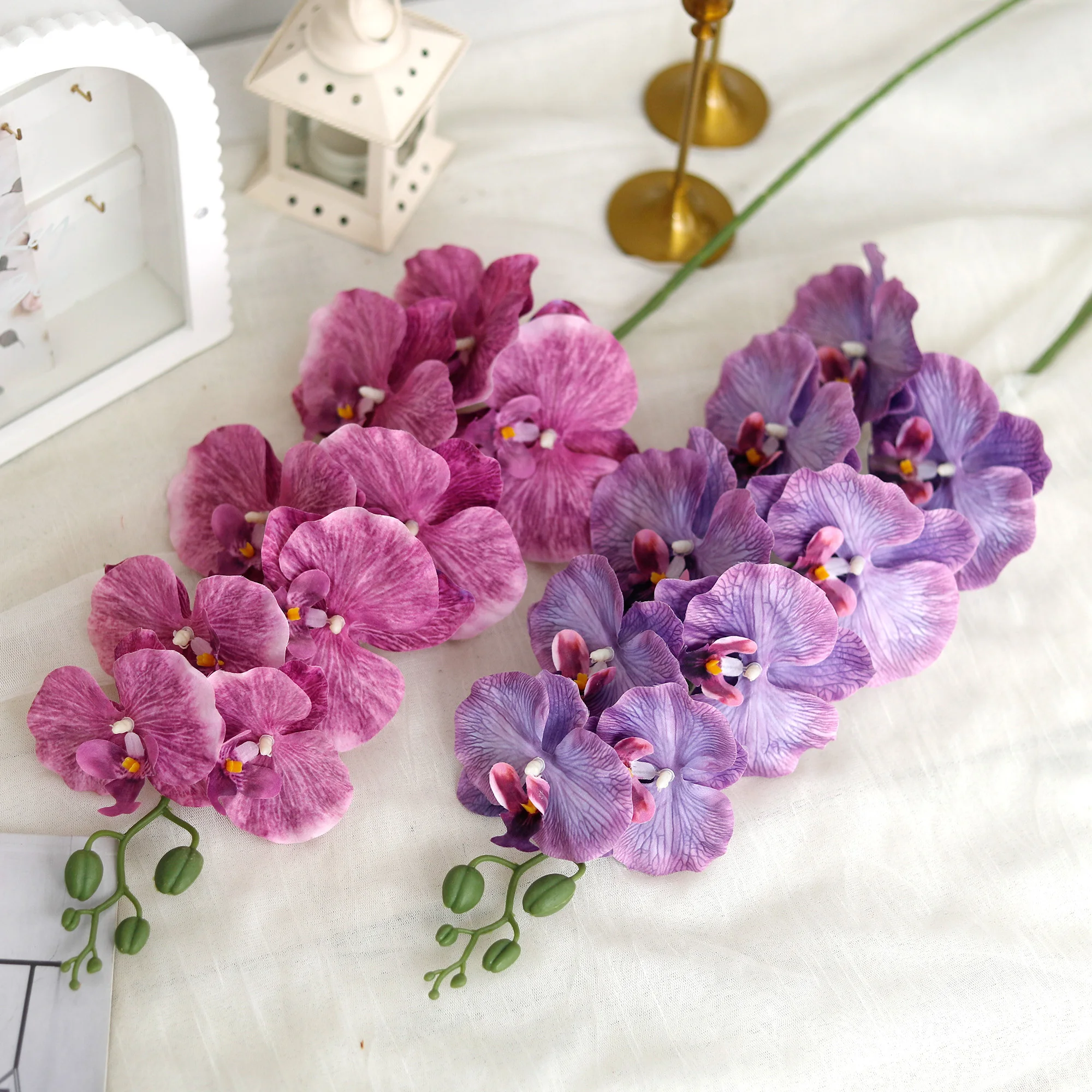98cm 3D New Artificial Phalaenopsis Flower Branches Real Touch Faux Butterfly Orchid Stems Wedding Home Table Autumn Xmas Decor