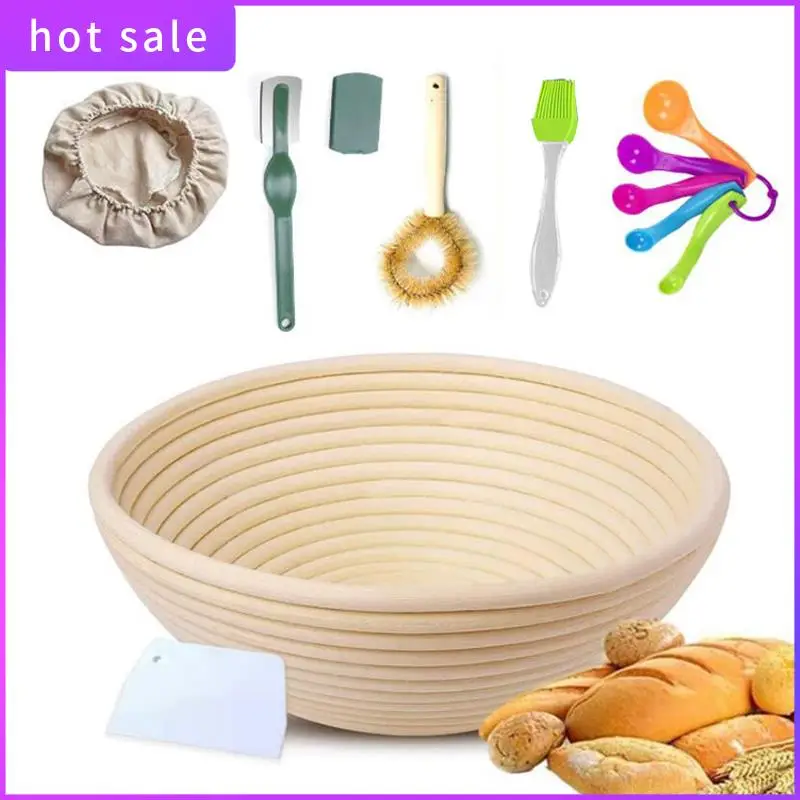 

A05I-Round Proofing Basket For Bread,Rattan Sourdough,Proofing Basket For Home Bakers(With Fabric Insert, Dough Scraper,Etc)