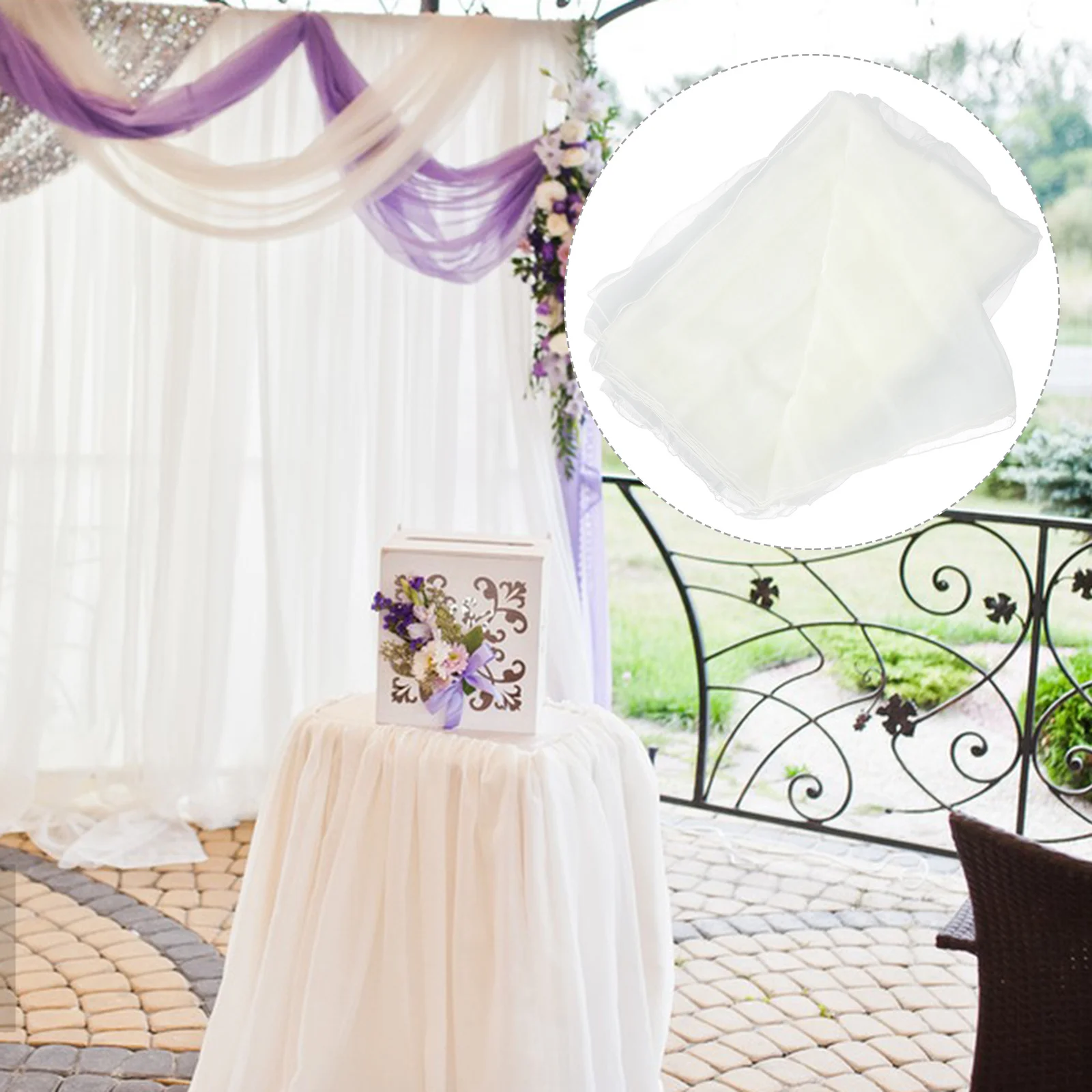 طويل الشيفون الزفاف قوس الستارة أنيقة شير البوليستر الستائر للحزب سقف ديكور نافذة الستار الستائر الشيفون كرسي وشاح #5
