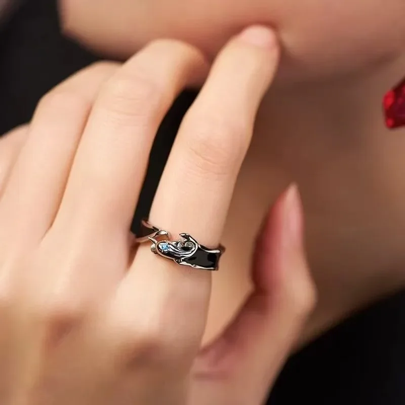 Genshin Impact Tartaglia Ring Cosplay Men Woman Fashion Adjustable Opening Rings Jewelry Gifts