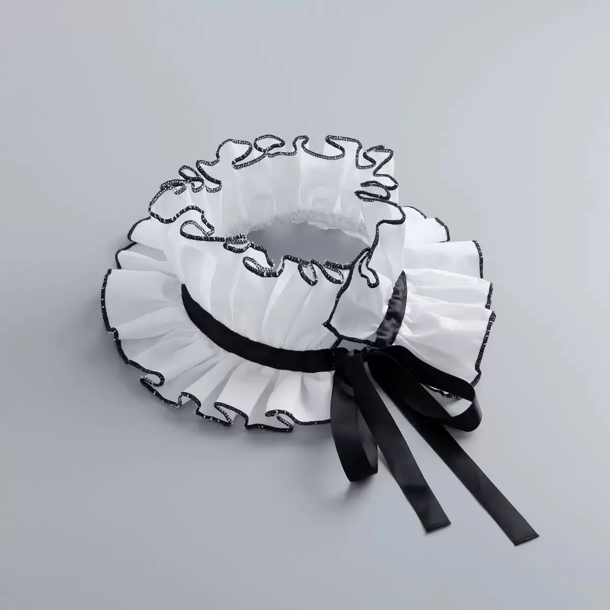 Colletto finto in cotone bianco nero Collo alto Colletto alla coreana Tracolla staccabile Colletto per camicetta con volant Accessori per costumi cosplay