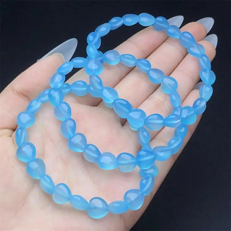 Natural Azurlite Heart Bracelet Healing Crystal Energy Stone Boho Reiki Gemstone Beads Simple Yoga Jewelry 1PCS