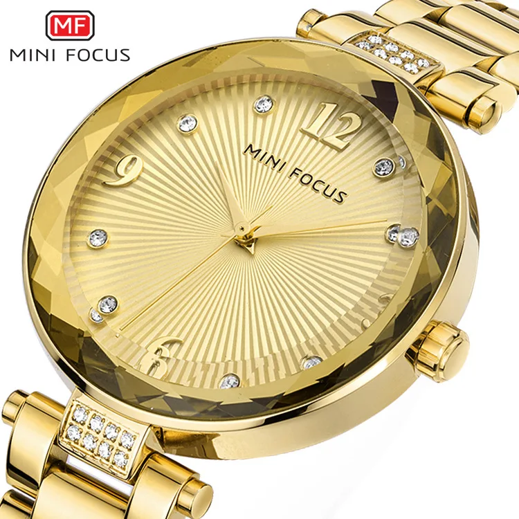 MINI FOCUS 0038 Women's Quartz Watch Fashion Simple Crystal Gold  Silvery Luxury Wristwatch for Ladies Female Relogio Feminino