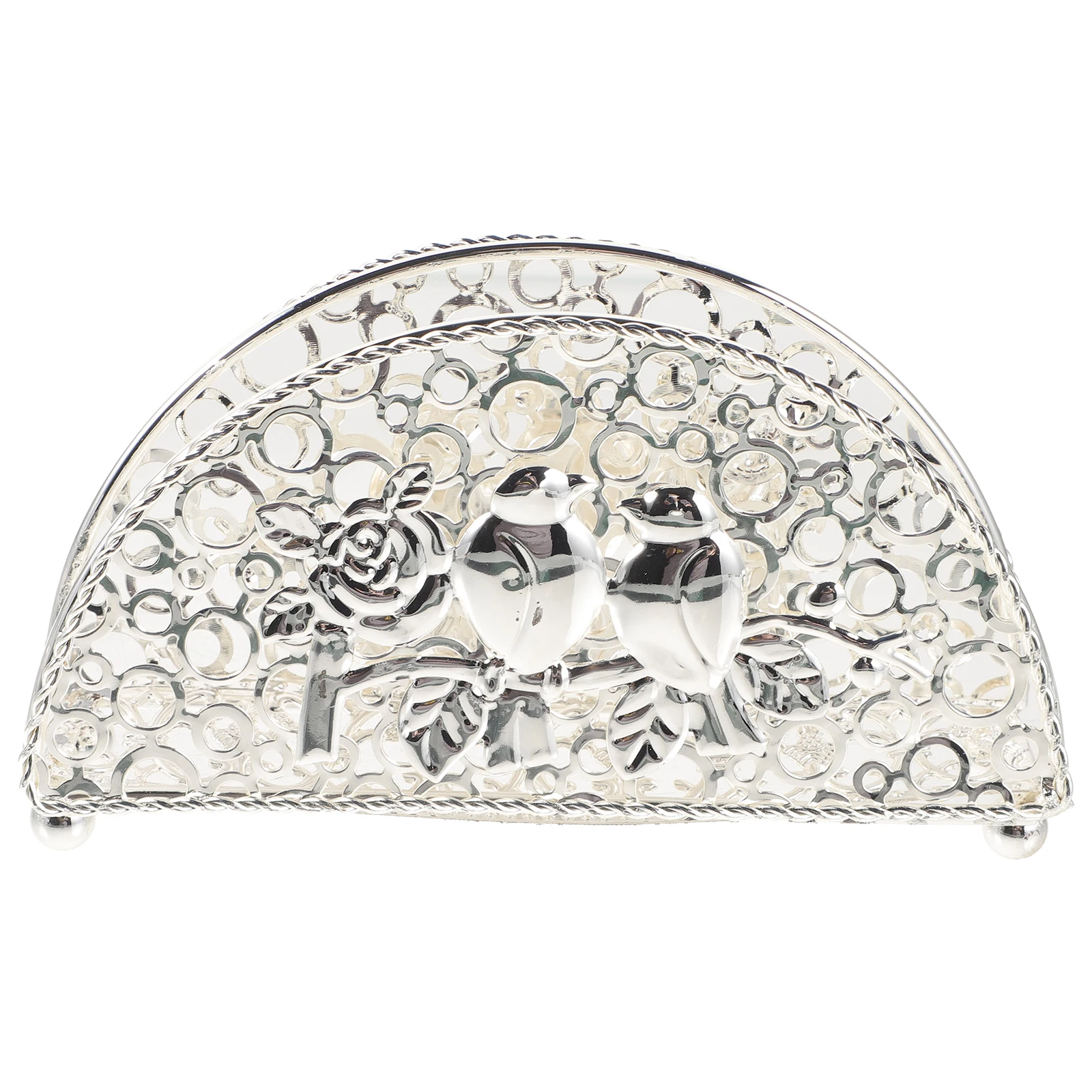 

Napkin Holder Vertical Paper Tissue Dispenser Silver Iron Creative Hollow Design Restaurant Home Office Decorative Basket