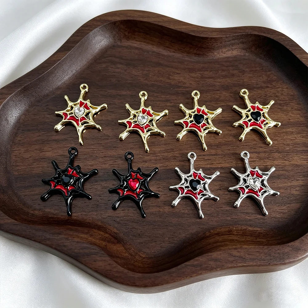 コーディアルデザイン-23×28mm-100個-合金チャーム-ジュエリーアクセサリー-diyイヤリング＆ネックレス-蜘蛛の巣型-手作りクラフト-195908