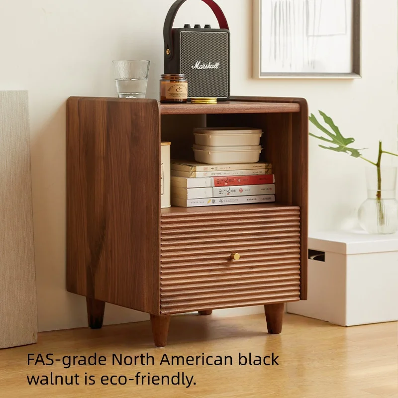 

# Luxury Black Walnut Solid Wood Modern Nightstand Bedside Cabinet Storage