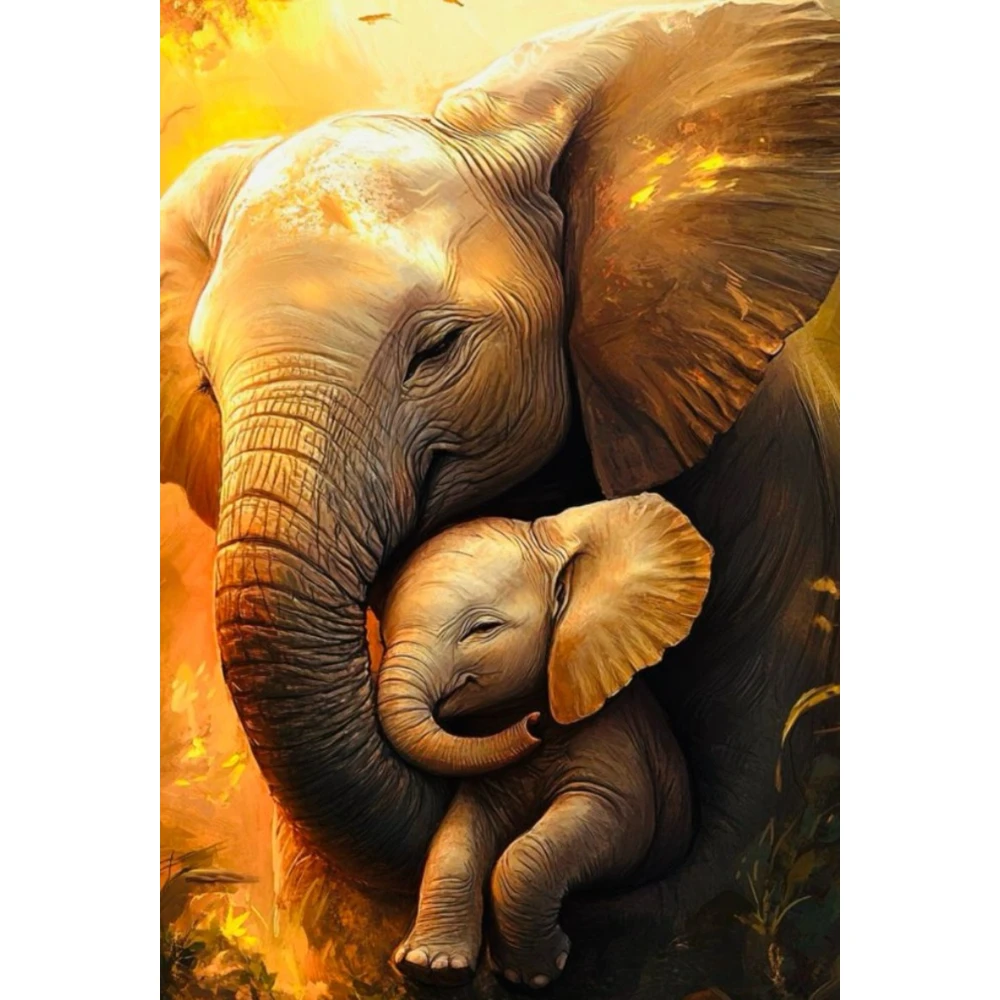 

500/1000/1200/2000 PCS Jigsaw Puzzles Elephant and Baby Elephant Family Activity Relaxing Games for Living Room Home Decor Gift